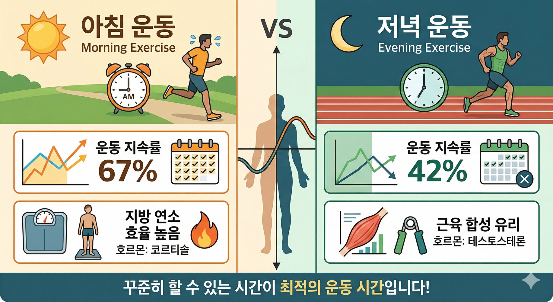 아침운동과 저녁운동의 차이 관련 사진
