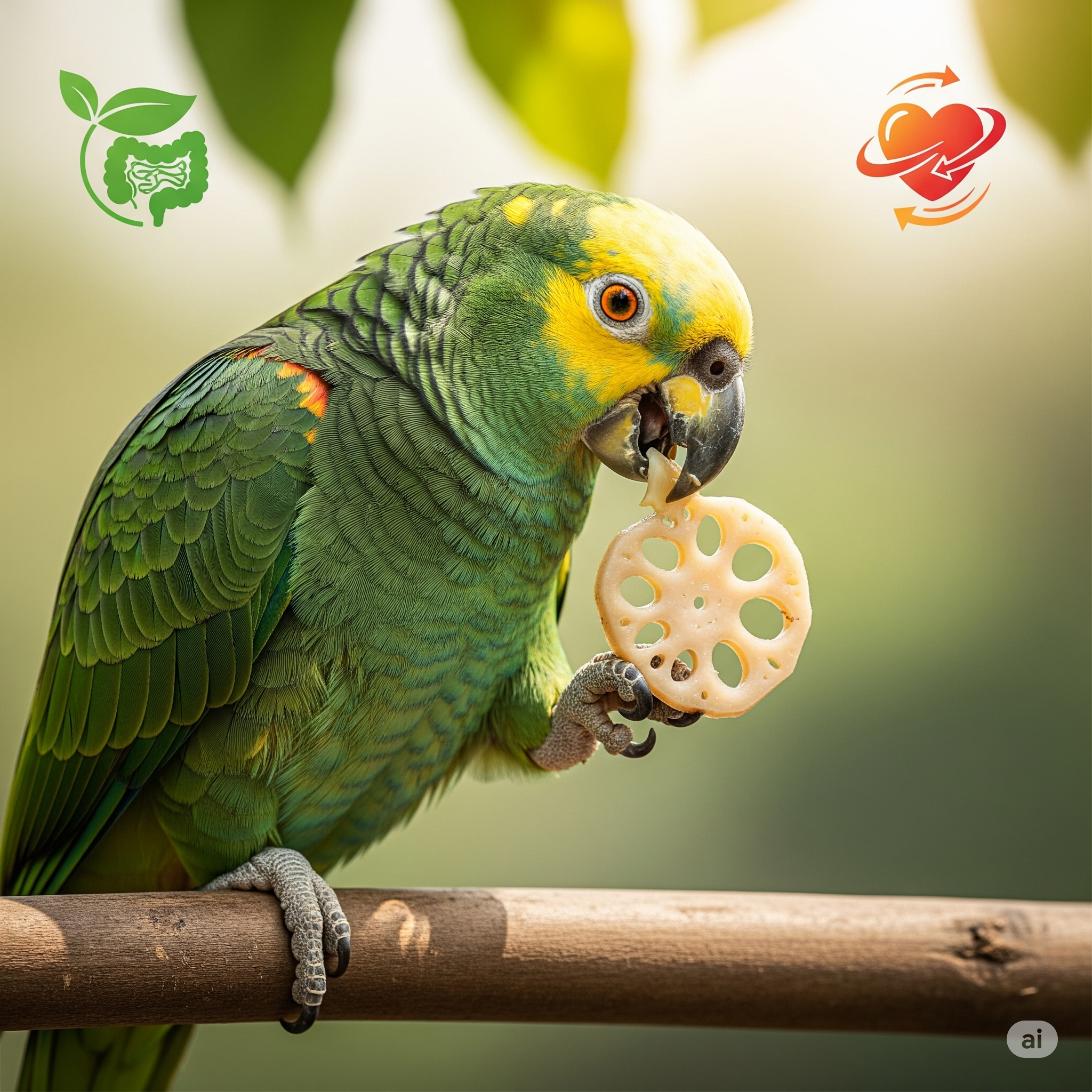 앵무새 삶은 연근 소량 섭취