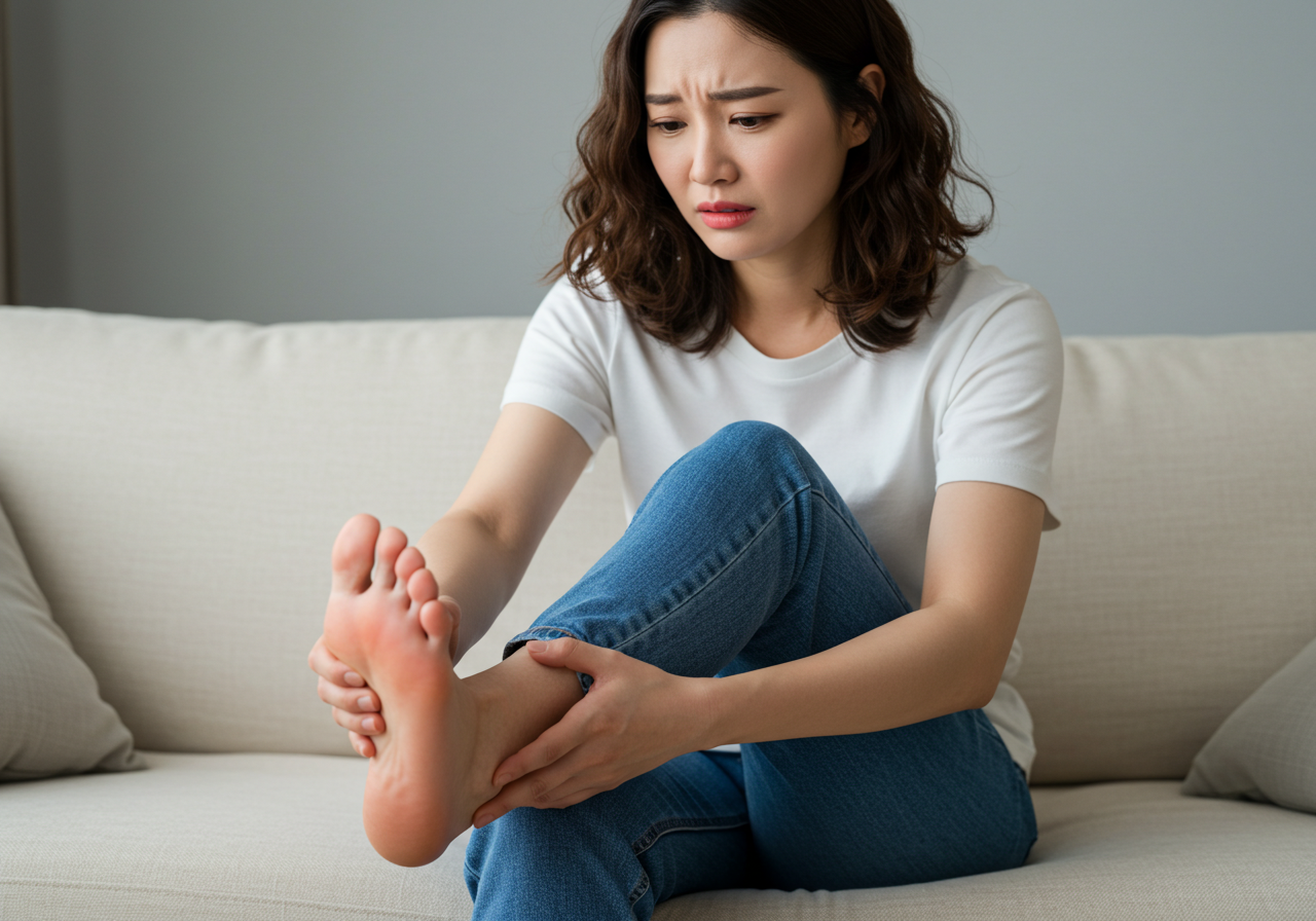 통증을 호소하는 여성