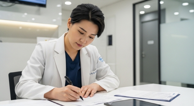 장기요양등급 소견서 작성 모습