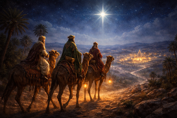 베들레헴의 별을 따라 아기 예수를 만나기 위해 길을 떠나는 동방박사들의 여정