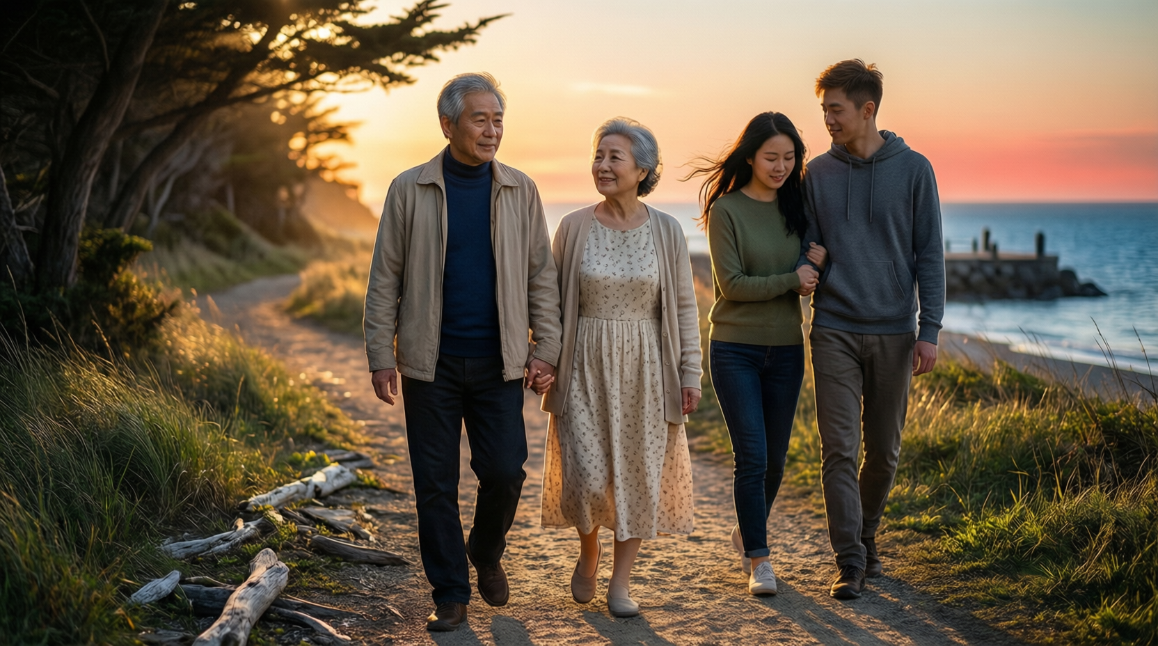 행복한-모습으로-함께-걸어가는-노년부부와-신혼부부