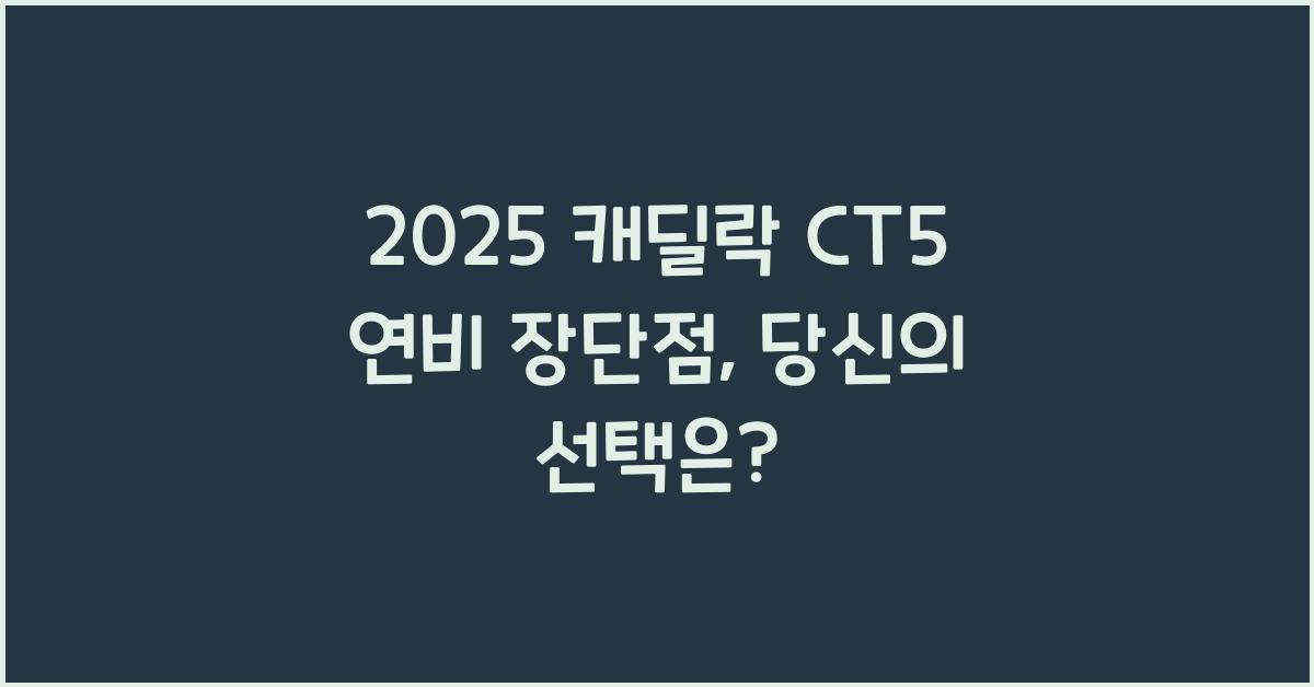 2025 캐딜락 CT5 연비 장단점