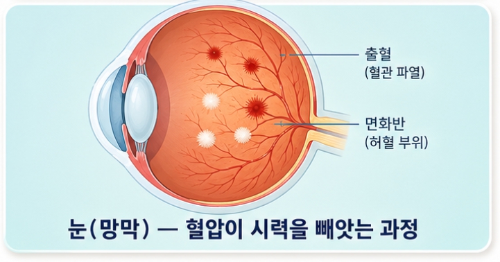 눈(망막) 혈압이 시력을 빼앗는 과정