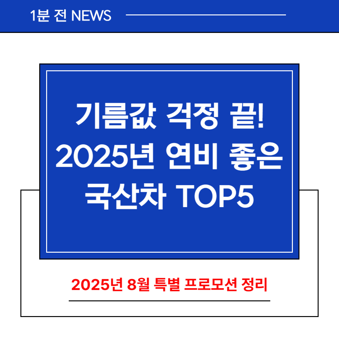 2025년 연비 좋은 국산 차 TOP5
