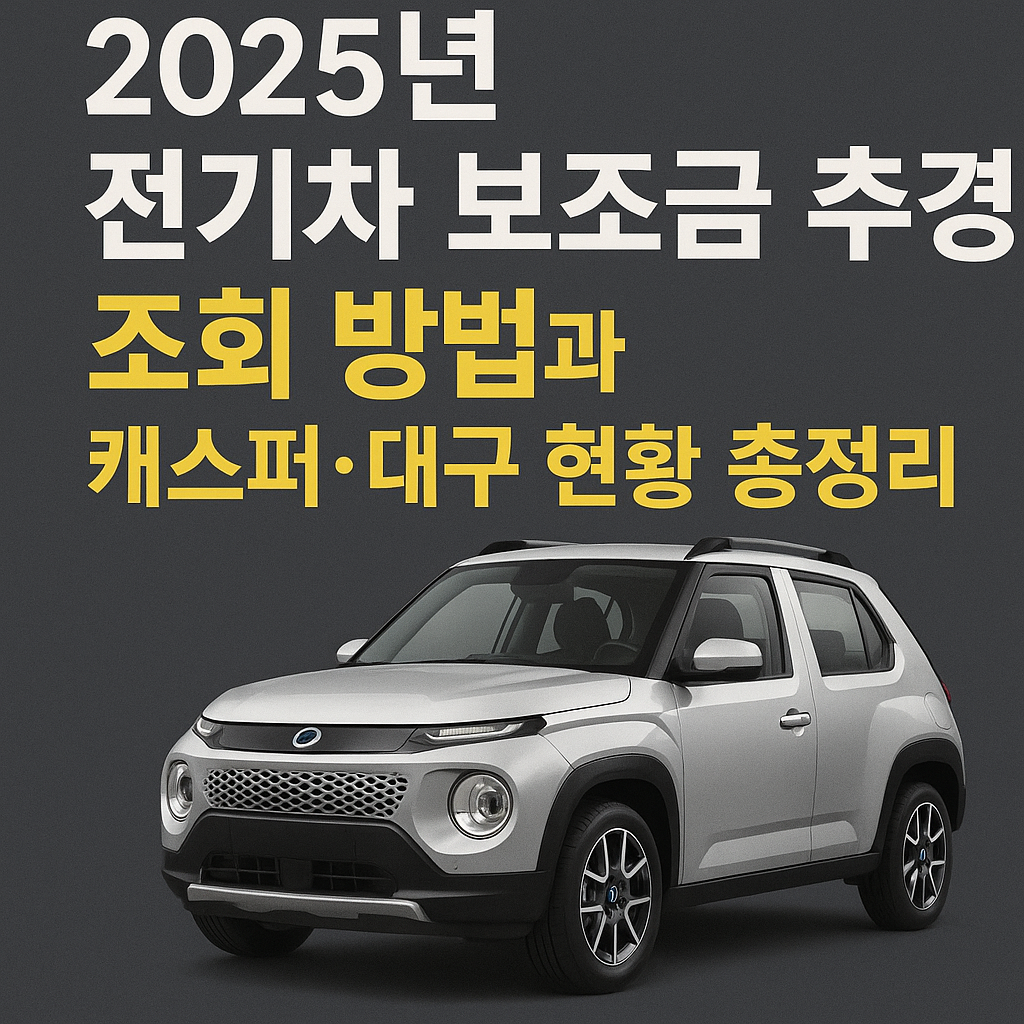 2025년 전기차 보조금 추경, 조회 방법과 캐스퍼·대구 현황 총정리 인포그래픽