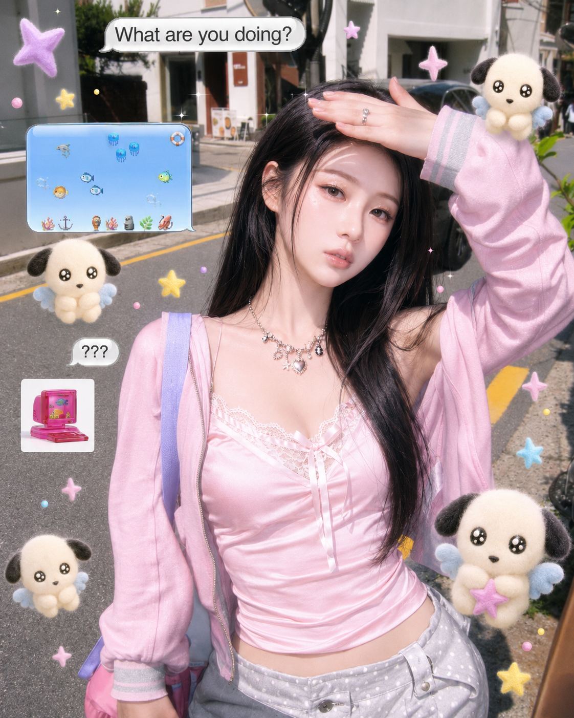 무드보드 기반 3D 캐릭터 Y2K 콜라주
