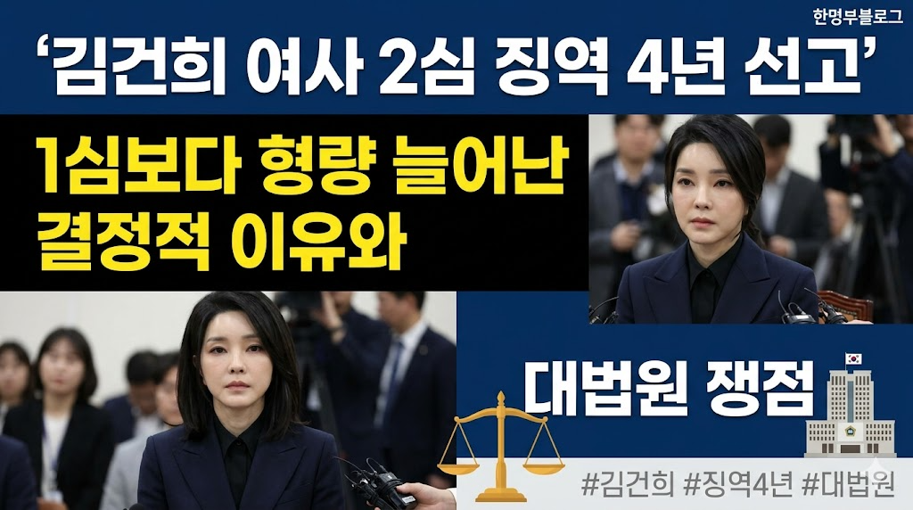 김건희 여사 2심 징역 4년 선고, 1심보다 형량 늘어난 결정적 이유와 대법원 쟁점