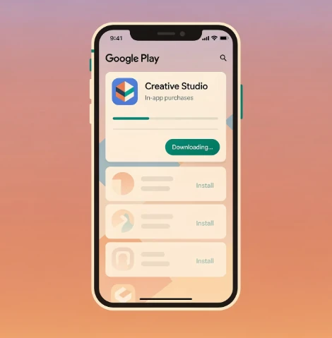 엠게임 바둑 안드로이드 앱 Google Play 스토어에서 무료로 다운로드 받는 모습 예시