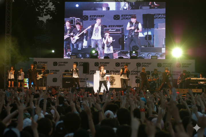 에픽하이 멤버들이 무대 위에서 관객과 소통하는 모습