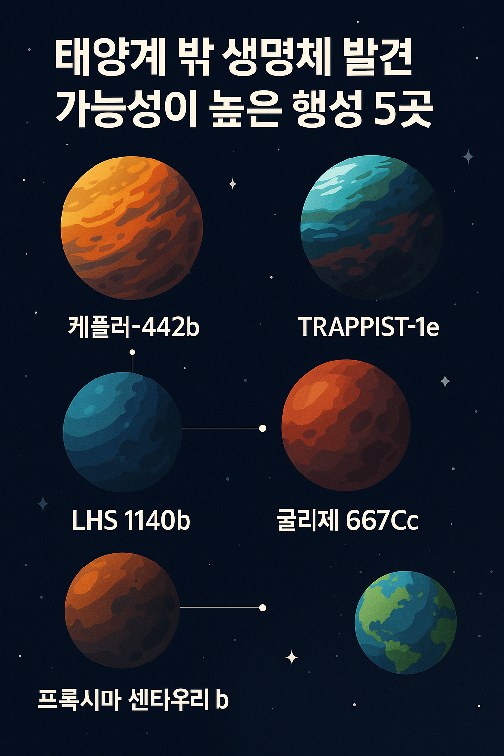 태양계 밖 생명체 발견 가능성이 높은 행성 5곳