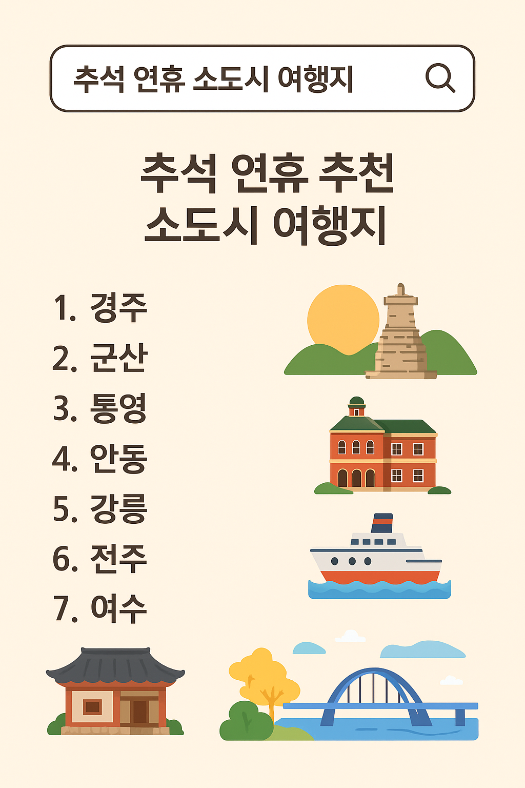 2025년 추석 연휴 황금 7일, 국내 소도시 여행 완벽 가이드