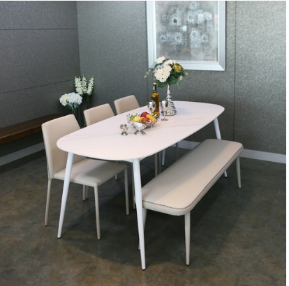 참갤러리 제네스 세라믹 식탁세트 6인용 벤치형 방문설치, 화이트