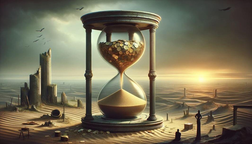 돈으로 만든 모래 시계