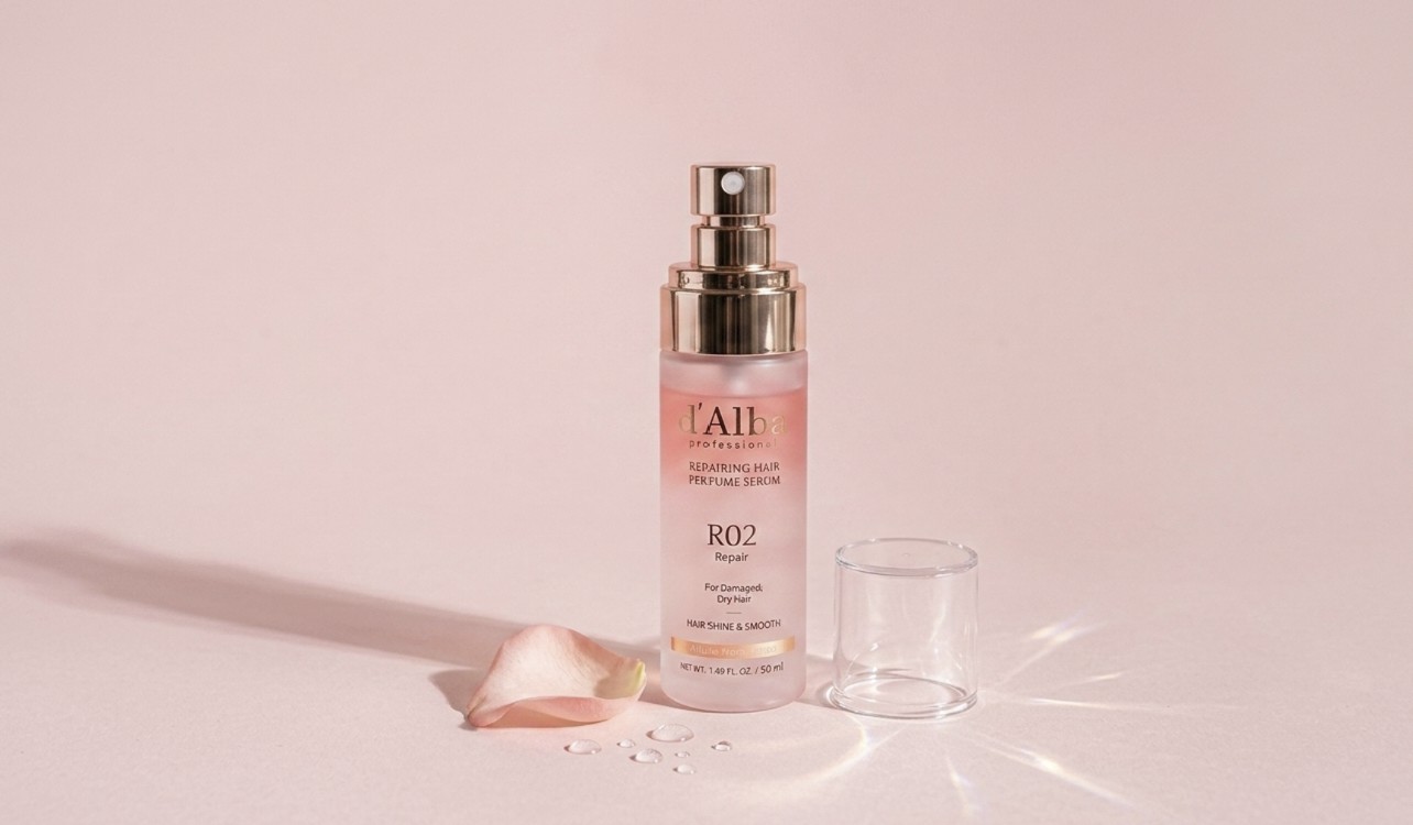 달바 비건 헤어 퍼퓸 세럼 노란색 오일 층이 보이는 제품 사진