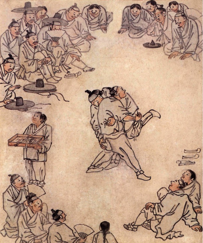 김홍도 풍속화첩 씨름 / 출처 : 공유마당