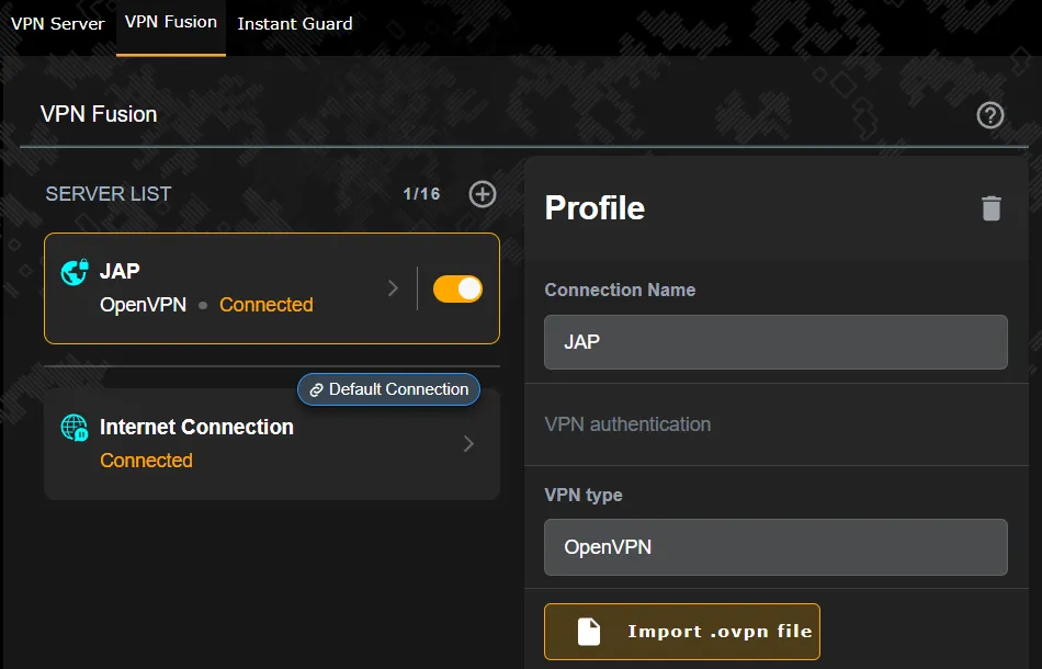 지역 제한 해외 넷플릭스 Asus VPN Fusion 라우터 VPN Fusion ON