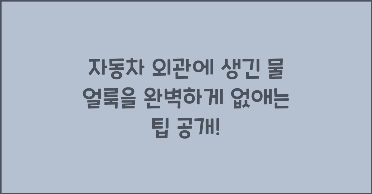 자동차 외관에 생긴 물 얼룩을 완벽하게 없애는 팁