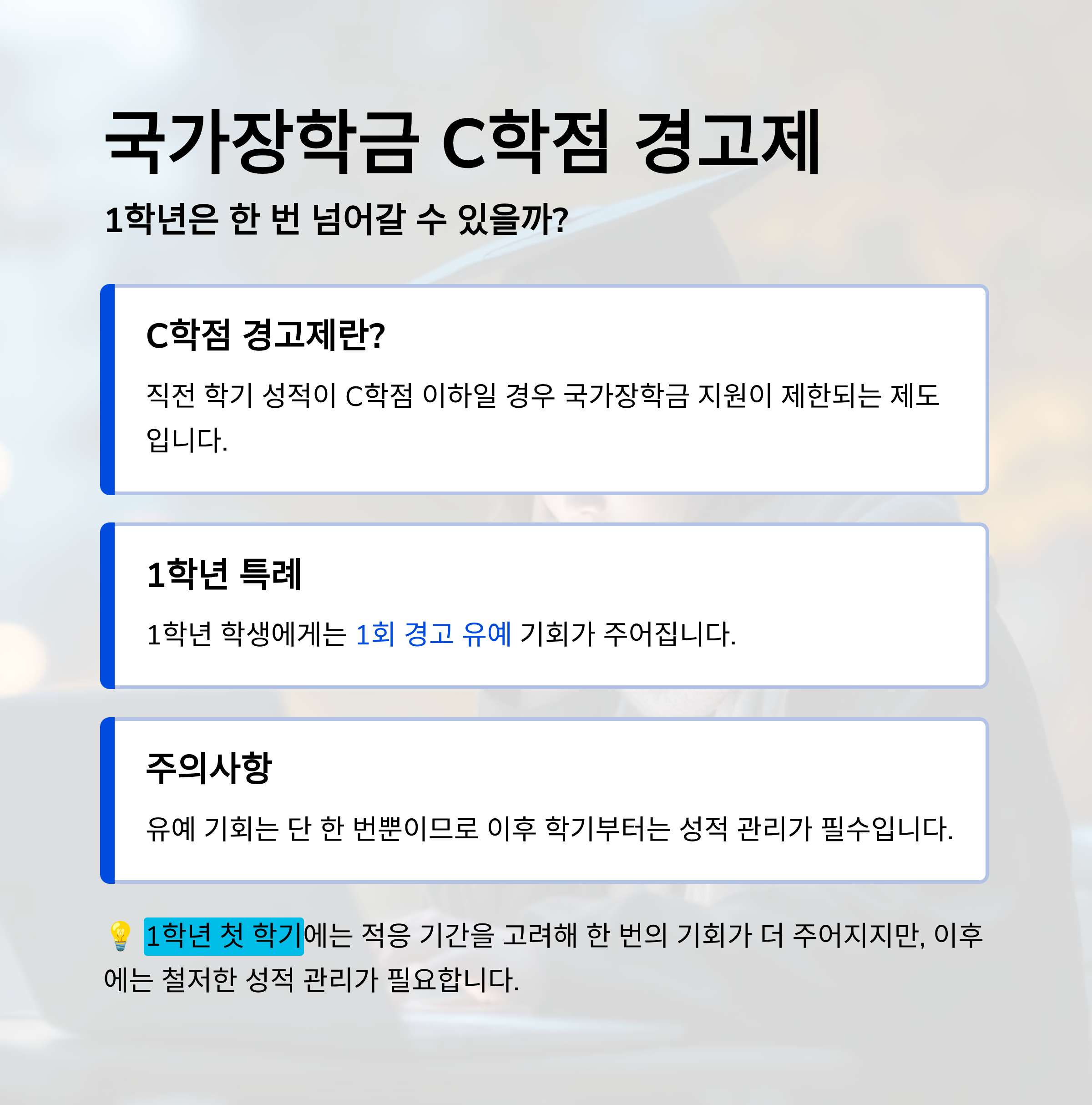 국가장학금 C학점 경고제, 1학년은 한 번 넘어갈 수 있을까?
