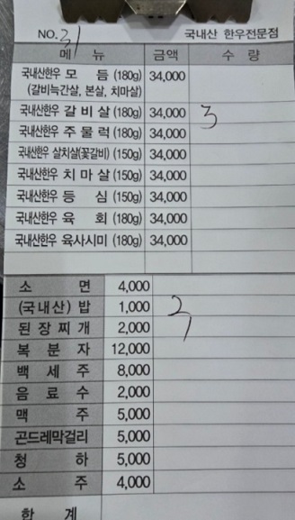 메뉴판