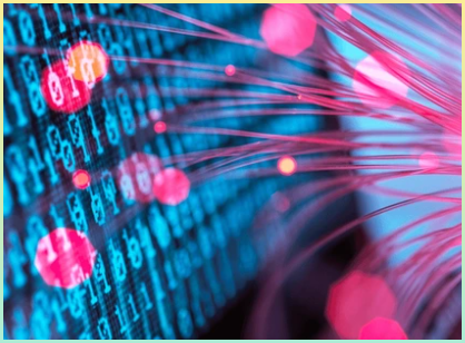 바이러스 공격용 컴퓨터를 나타내는 광학 섬유