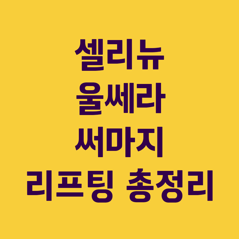 셀리뉴,울쎄라,써마지 총정리