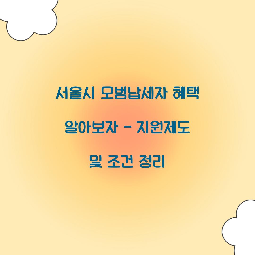 서울시 모범납세자 혜택