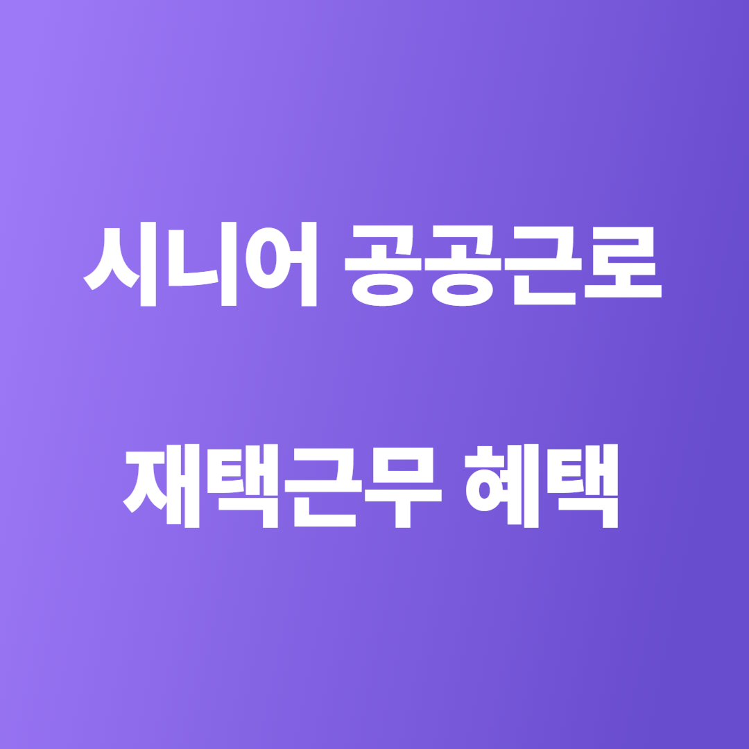 시니어 공공근로&nbsp; 재택근무 혜택