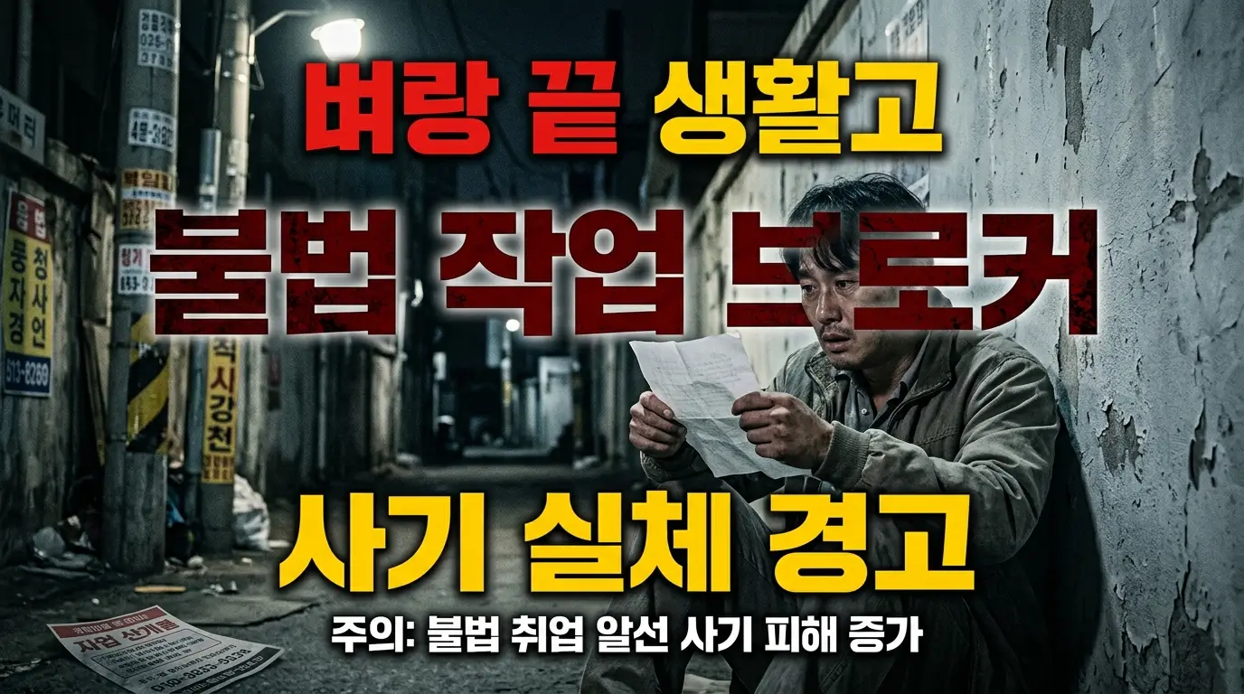 벼랑 끝 생활고 불법 작업 브로커 사기 실체 경고