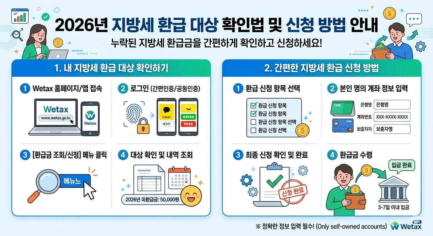 지방세 환급 대상 확인법과 신청방법 총정리 인포그래픽