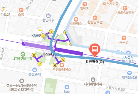 장한평역에서 인천공항 리무진 공항버스(6013번) 지도 위치