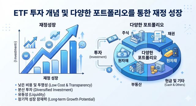 ETF 투자 구조와 수익률 그래프 설명 이미지