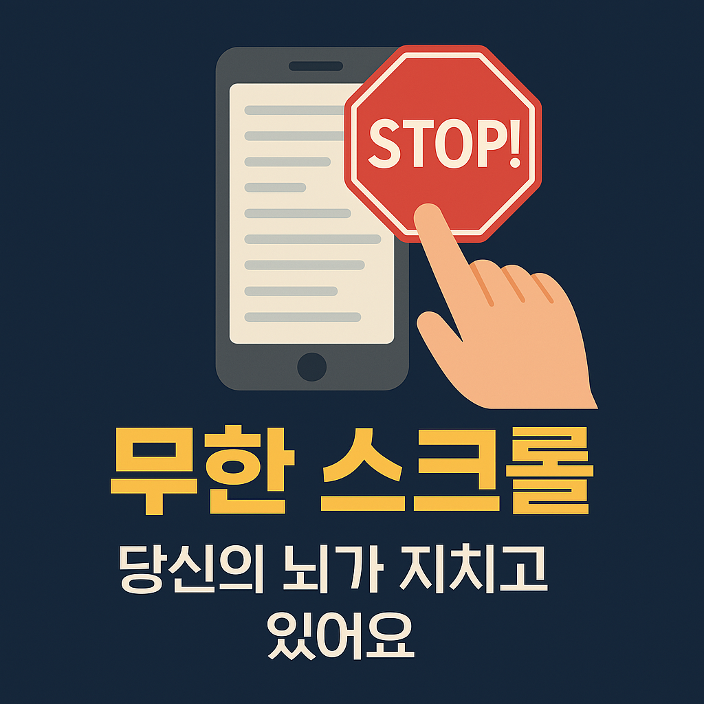 SNS 무한 스크롤 STOP을 표현한 사진