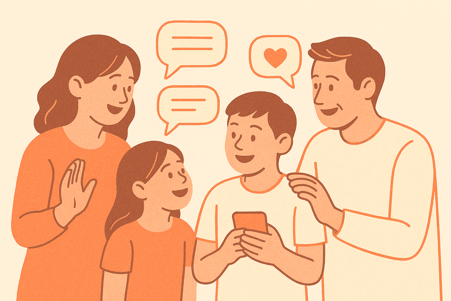 디지털 속에서도 서로를 감싸 안는 가족의 따뜻한 연결