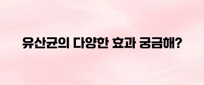 유산균 효능 8가지 알아보기