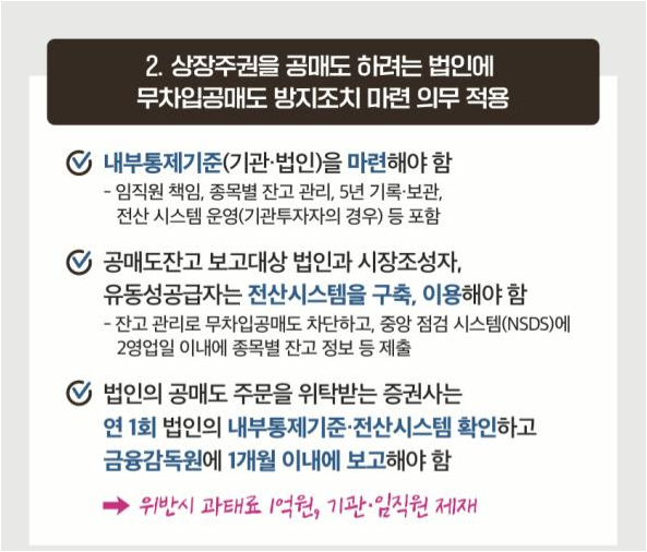 공매도 전산시스템 도입