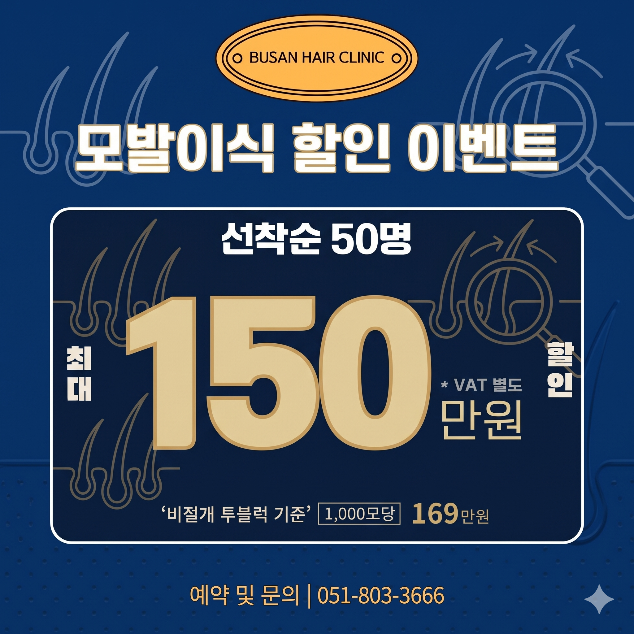 AI로 만든 실제 부산 M자탈모 모발이식 할인 이벤트 소식