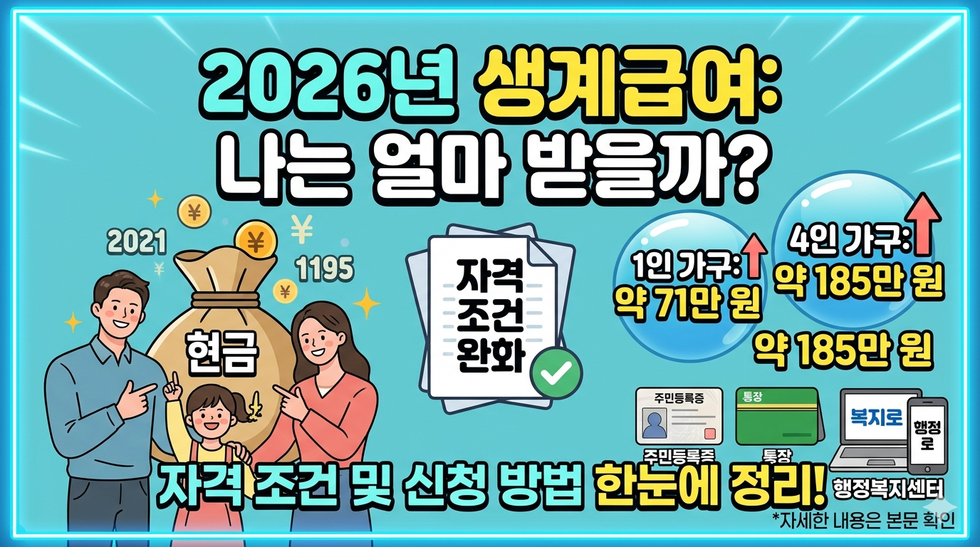 2026년 생계급여 자격 조건과 신청 방법, 내가 받을 수 있는 금액은 얼마일까?
