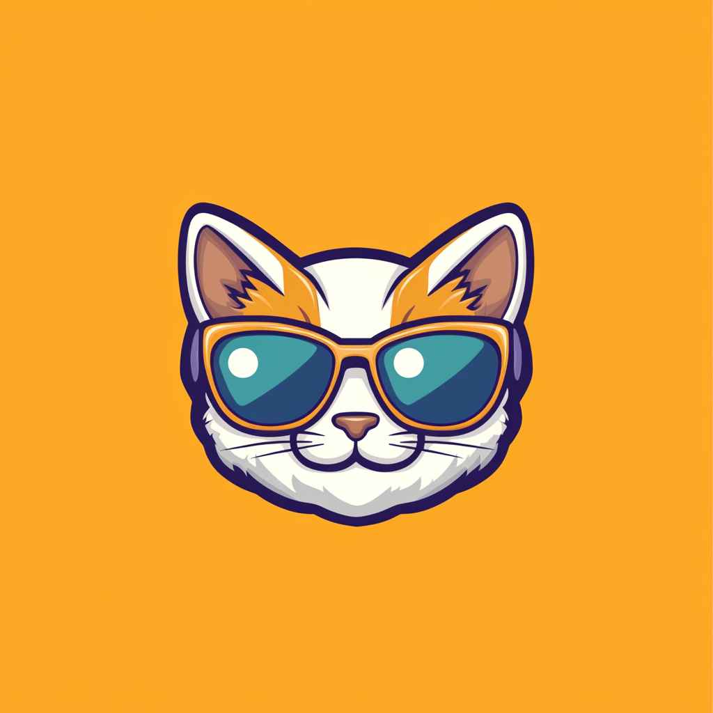 Simple logo of a cute cat wearing sunglasses. --s 100