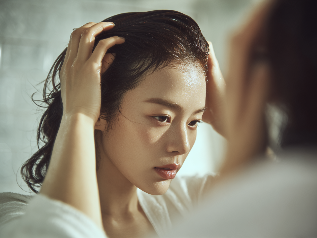 여성 정수리 탈모 예방 올바른 두피 마사지 방법과 두피 혈류 개선 스트레칭