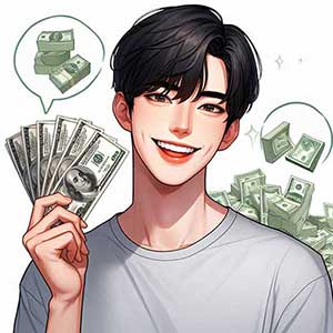 돈을 들고 행복해하는 사람