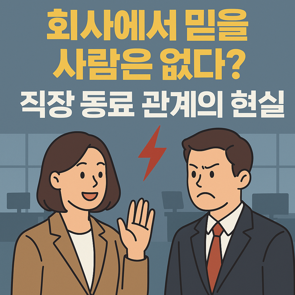 사무실 속 다양한 인간관계, 신뢰와 경쟁 사이의 균형을 고민하는 직장인의 모습