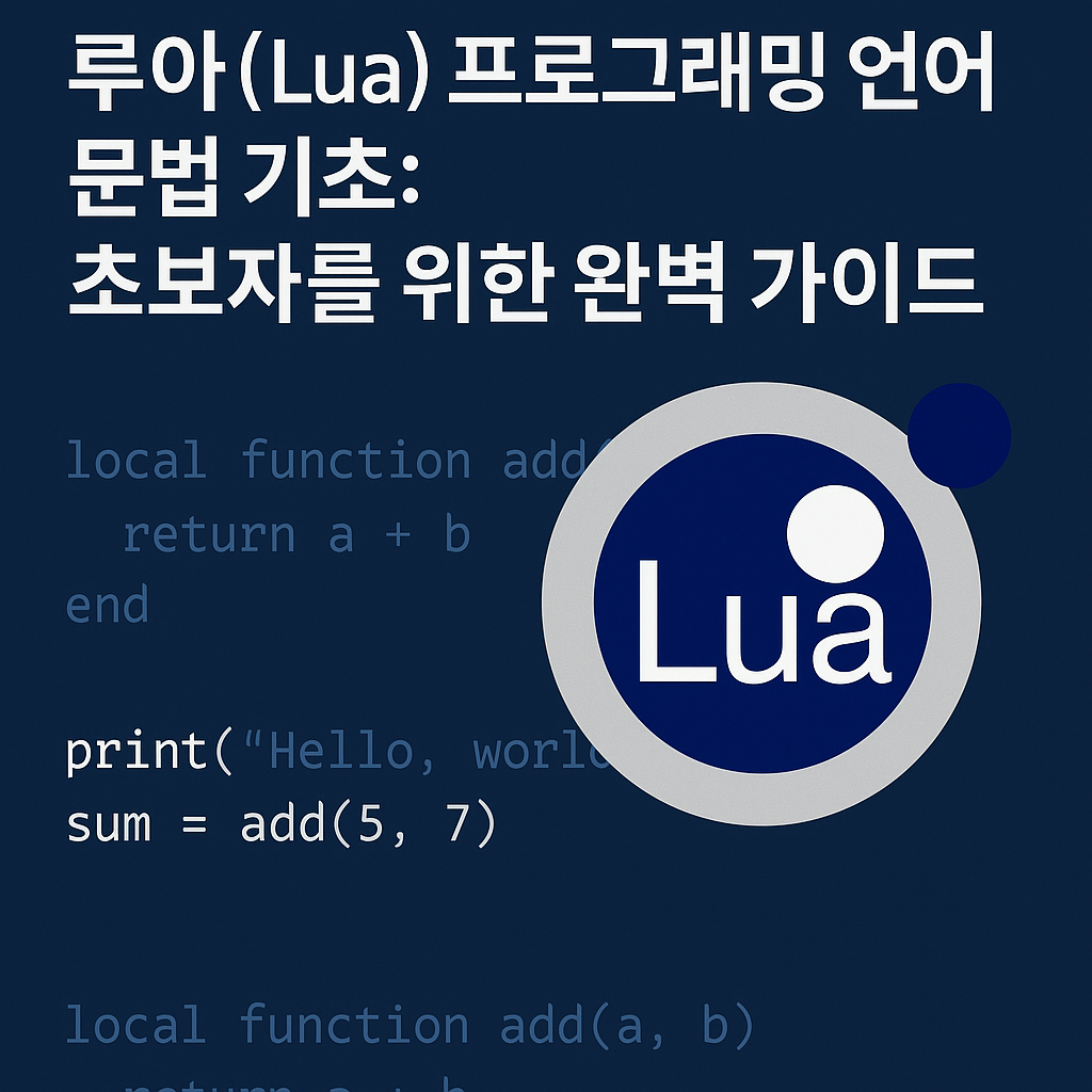 루아 입문 시리즈 #1: 루아(Lua) 프로그래밍 언어 기초 문법과 개발환경 구축 완벽 가이드
