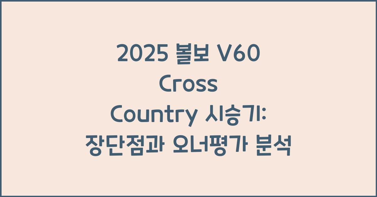 2025 볼보 V60 Cross Country 시승기 제원 연비 장단점 유지비 오너평가