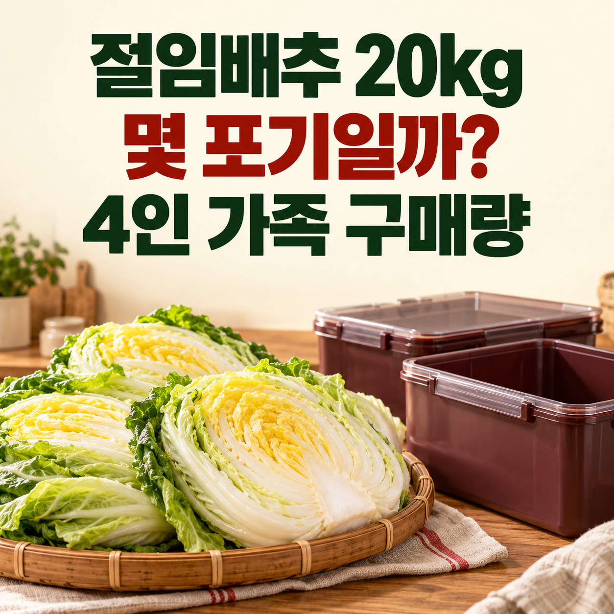 026 절임배추 20kg 몇 포기일까?|4인 가족 김장 예약 수량 정하기