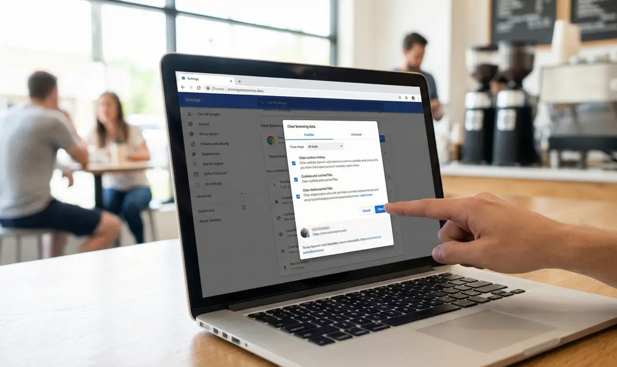 크롬 브라우저 설정에서 인터넷 사용 기록과 캐시를 삭제하는 화면