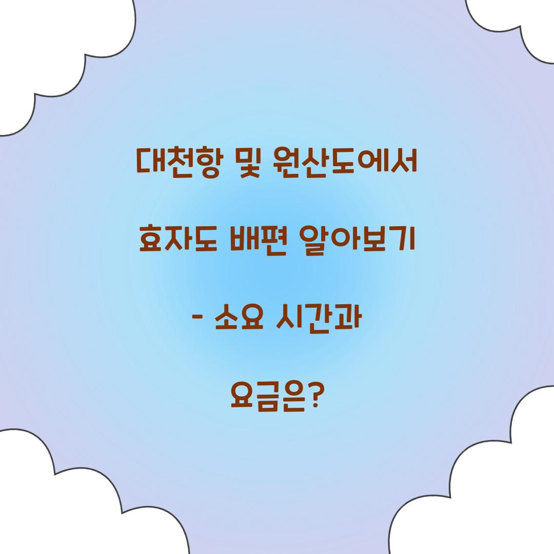 대천항 및 원산도에서 효자도 배편