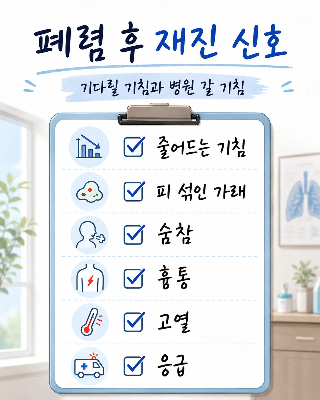 폐렴 후 재진 신호 표