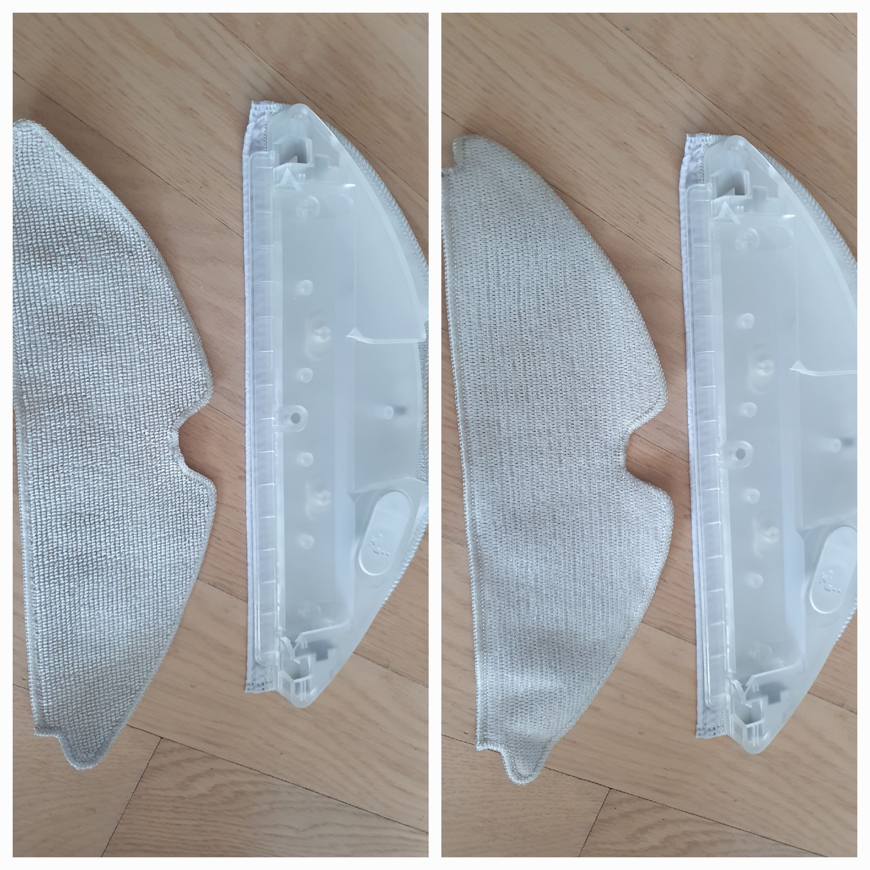 좌) 물걸레 모양(바닥면), 우) 물걸레 모양 (윗면)