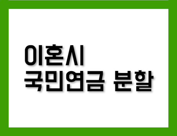 이혼시 국민연금 분할